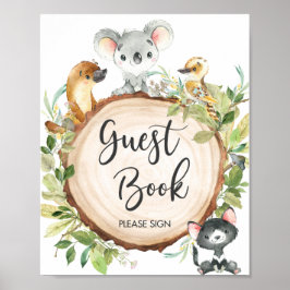 Australische dieren Greenery Shower Guest Book Sig Poster