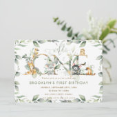 Australische dieren groen 1e verjaardag wild één kaart (Staand voorkant)