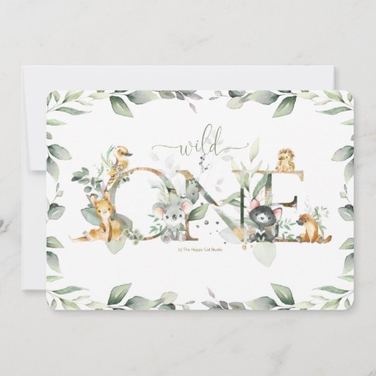 Australische dieren groen 1e verjaardag wild één kaart (Achterkant)