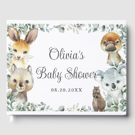 Australische dieren groen neutraal Baby shower Gastenboek