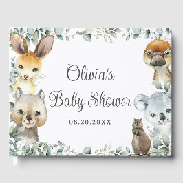 Australische dieren groen neutraal Baby shower Gastenboek