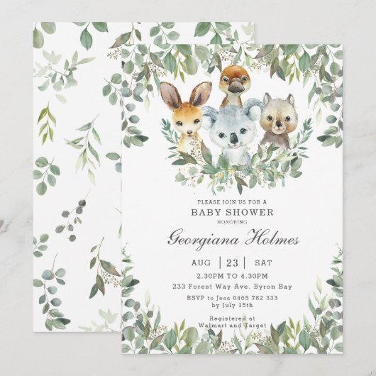 Australische dieren groen neutraal Baby shower Kaart (Voorkant / Achterkant)