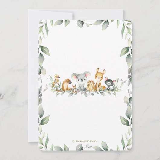 Australische dieren groene baby shower neutraal kaart (Achterkant)