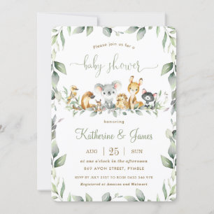 Australische dieren groene baby shower neutraal kaart