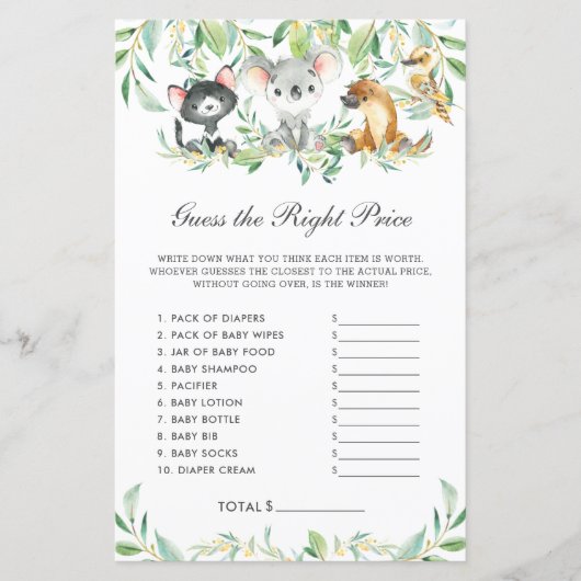 Australische dieren houden de juiste prijs in (Voorkant)