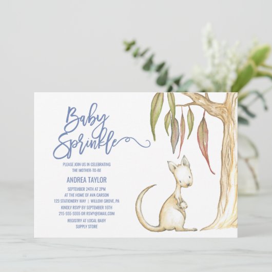 Australische dieren | Kangaroo en Joey Baby Sprink Kaart (Staand voorkant)