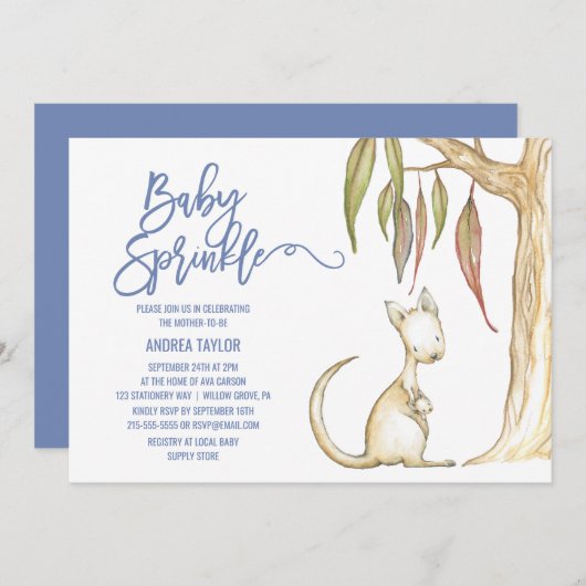 Australische dieren | Kangaroo en Joey Baby Sprink Kaart (Voorkant / Achterkant)