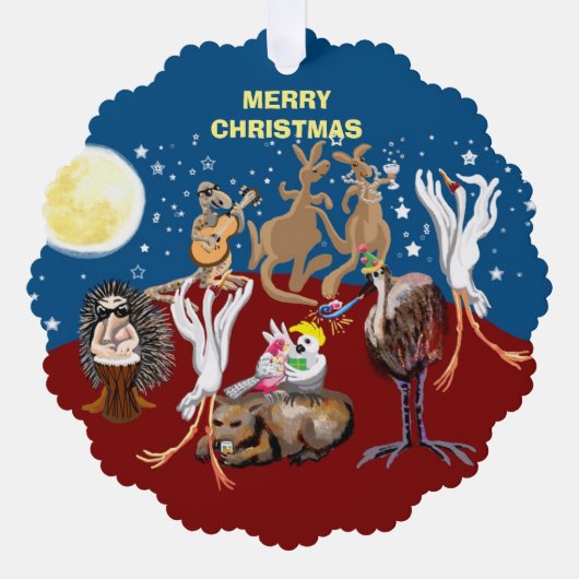 Australische dieren kerstfeest ornament kaart (Voorkant)