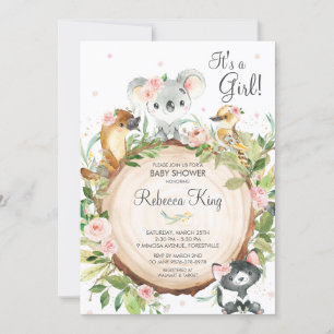 Australische dieren Koala Floral Baby shower Girl Kaart