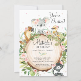 Australische dieren Koala Floral Girl Birthday  Kaart
