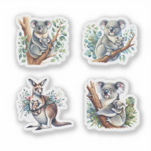 Australische Dieren Koala's en een Kangoeroe Sticker (Voorkant)