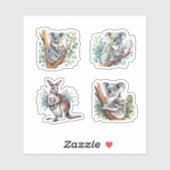 Australische Dieren Koala's en een Kangoeroe Sticker (Vel)