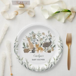 Australische dieren Leafy Eucalyptus Baby shower Papieren Bordje