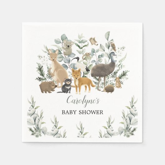Australische dieren Leafy Eucalyptus Baby shower Servet (Voorkant)
