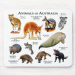 Australische dieren muismat<br><div class="desc">Lijst van dieren met Australië-achtergrond.</div>