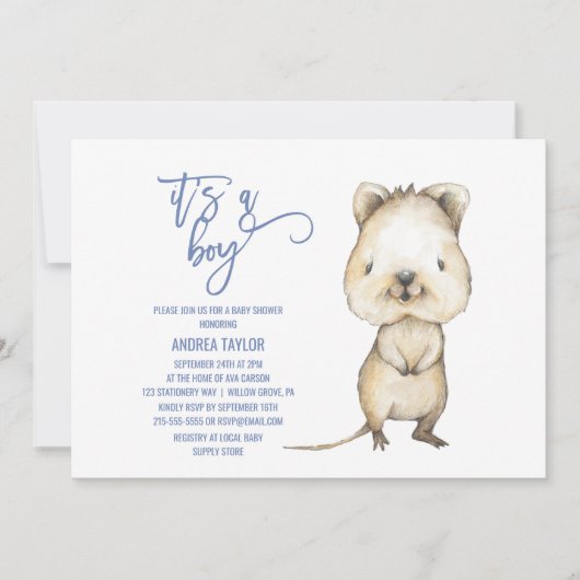 Australische dieren | Quokka Het is een Jongen Bab Kaart (Voorkant)