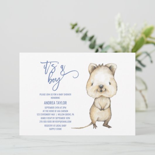 Australische dieren | Quokka Het is een Jongen Bab Kaart (Staand voorkant)