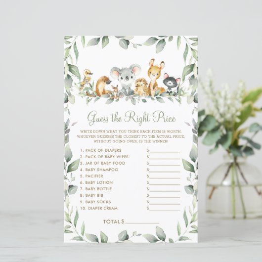 Australische dieren raden het juiste prijsspel (Staand voorkant)