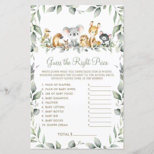 Australische dieren raden het juiste prijsspel (Voorkant)