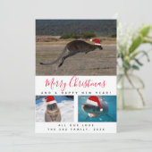 Australische dieren Rode script Multi-fotocollage Feestdagenkaart (Staand voorkant)