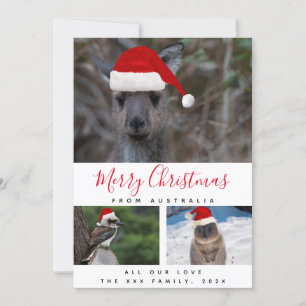 Australische dieren Rood script Multi Foto Collage Feestdagenkaart