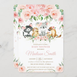 Australische dieren Roze Blush Floral Baby shower Kaart