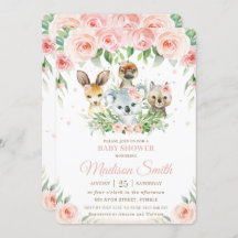 Australische dieren Roze Blush Floral Baby shower