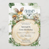 Australische dieren Rustic Wood Slice Birthday  Kaart (Voorkant / Achterkant)