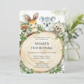 Australische dieren Rustic Wood Slice Birthday  Kaart (Staand voorkant)