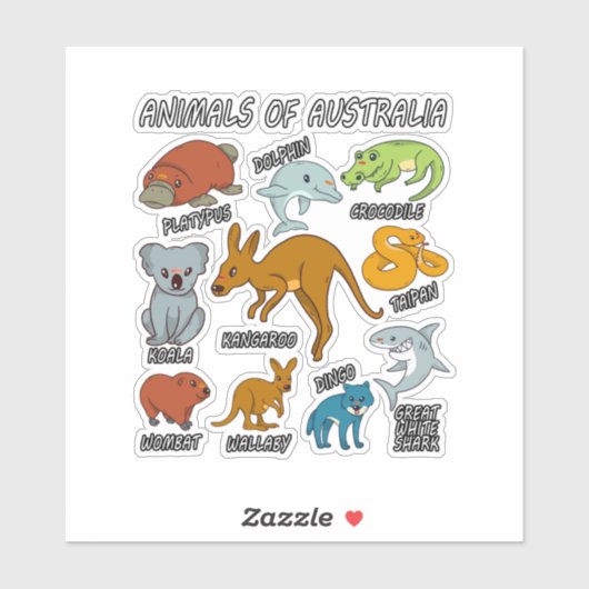 Australische dieren sticker (Vel)