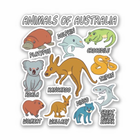 Australische dieren sticker (Voorkant)