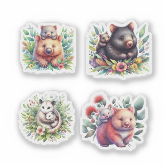 Australische dieren Wombats en Possum Sticker (Voorkant)