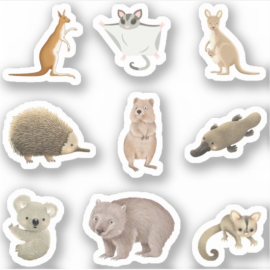 Australische dierlijke Stickers (Voorkant)