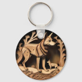 Australische Dingo: een Natuur Print Sleutelhanger (Achterkant)