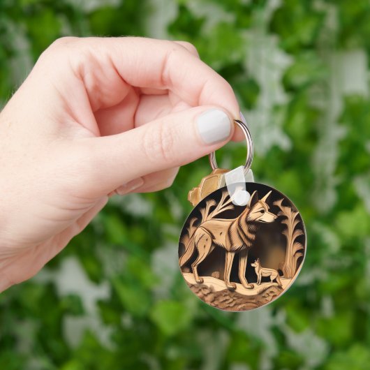 Australische Dingo: een Natuur Print Sleutelhanger (Hand)