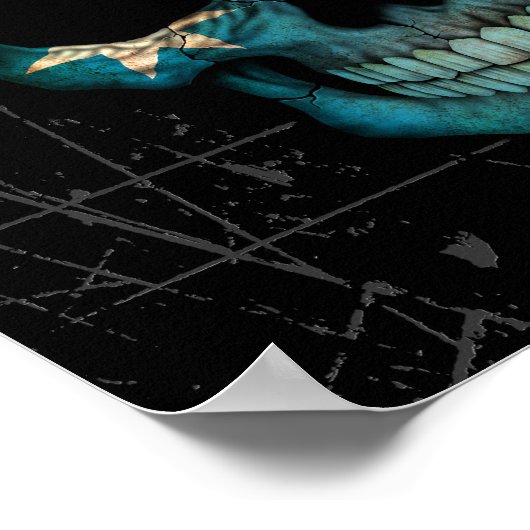 Australische dj schedel met hoofdtelefoon poster (Hoek)