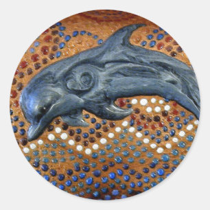 Australische Dolphin Art in de Aboriginal-stijl Ronde Sticker