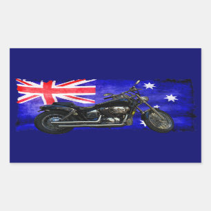 Australische Downunder Vlag, Motorfiets Biker Ontw Rechthoekige Sticker