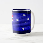 Australische Downunder Vlag, Patriottisch Ontwerp Tweekleurige Koffiemok (Voorkant rechts)