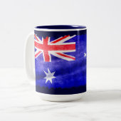 Australische Downunder Vlag, Patriottisch Ontwerp Tweekleurige Koffiemok (Voorkant links)