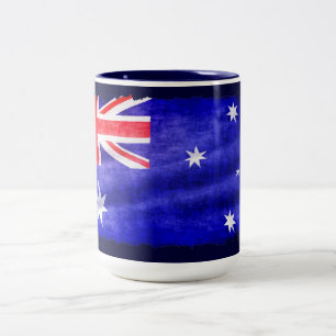 Australische Downunder Vlag, Patriottisch Ontwerp Tweekleurige Koffiemok