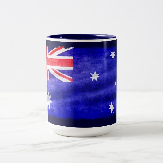 Australische Downunder Vlag, Patriottisch Ontwerp Tweekleurige Koffiemok (Center)