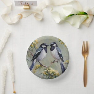 Australische eksters in Bomen Olieverf, Papieren k Kommen