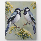 Australische eksters in waterbomen olieverf, fotoplaat (Voorkant)