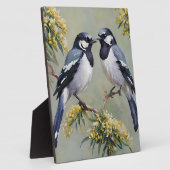 Australische eksters in waterbomen olieverf, fotoplaat (Zijkant)