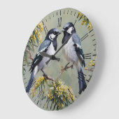 Australische eksters in waterbomen olieverf, grote klok (Hoek)