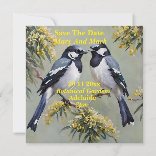 Australische Eksters Olieverf, Save The Date, Date (Voorkant)