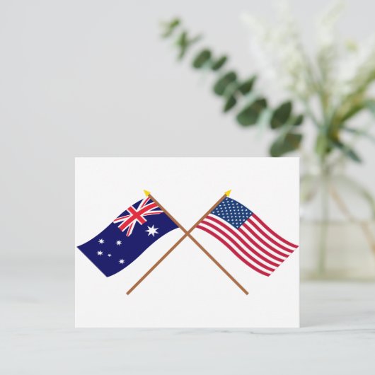 Australische en Amerikaanse gespleten vlaggen Briefkaart (Staand voorkant)