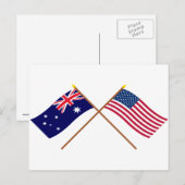 Australische en Amerikaanse gespleten vlaggen Briefkaart (Voorkant / Achterkant)