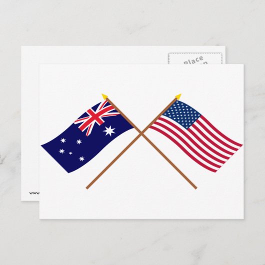 Australische en Amerikaanse gespleten vlaggen Briefkaart (Voorkant / Achterkant)